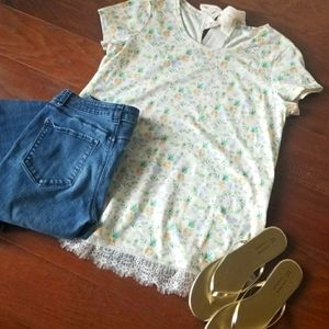 LC Lauren Conrad Pineapple Lace Tie Top